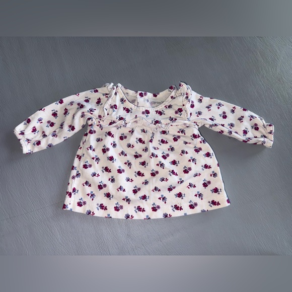 Carter's Other - Carter's White and Purple Floral Long Sleeve Tee